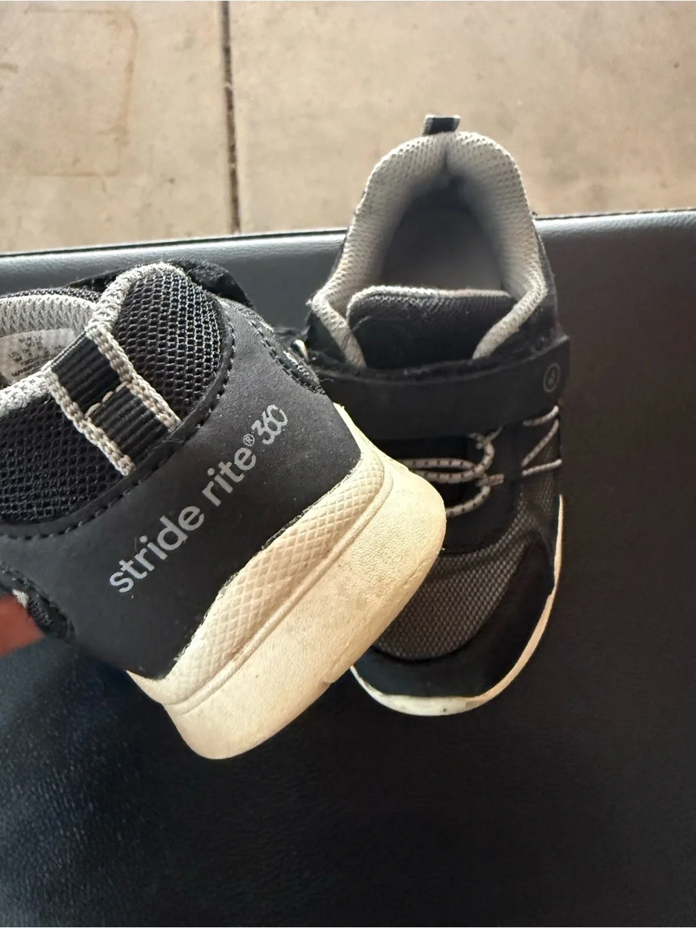 Stride Rite Black and Gray Kids Sneakers